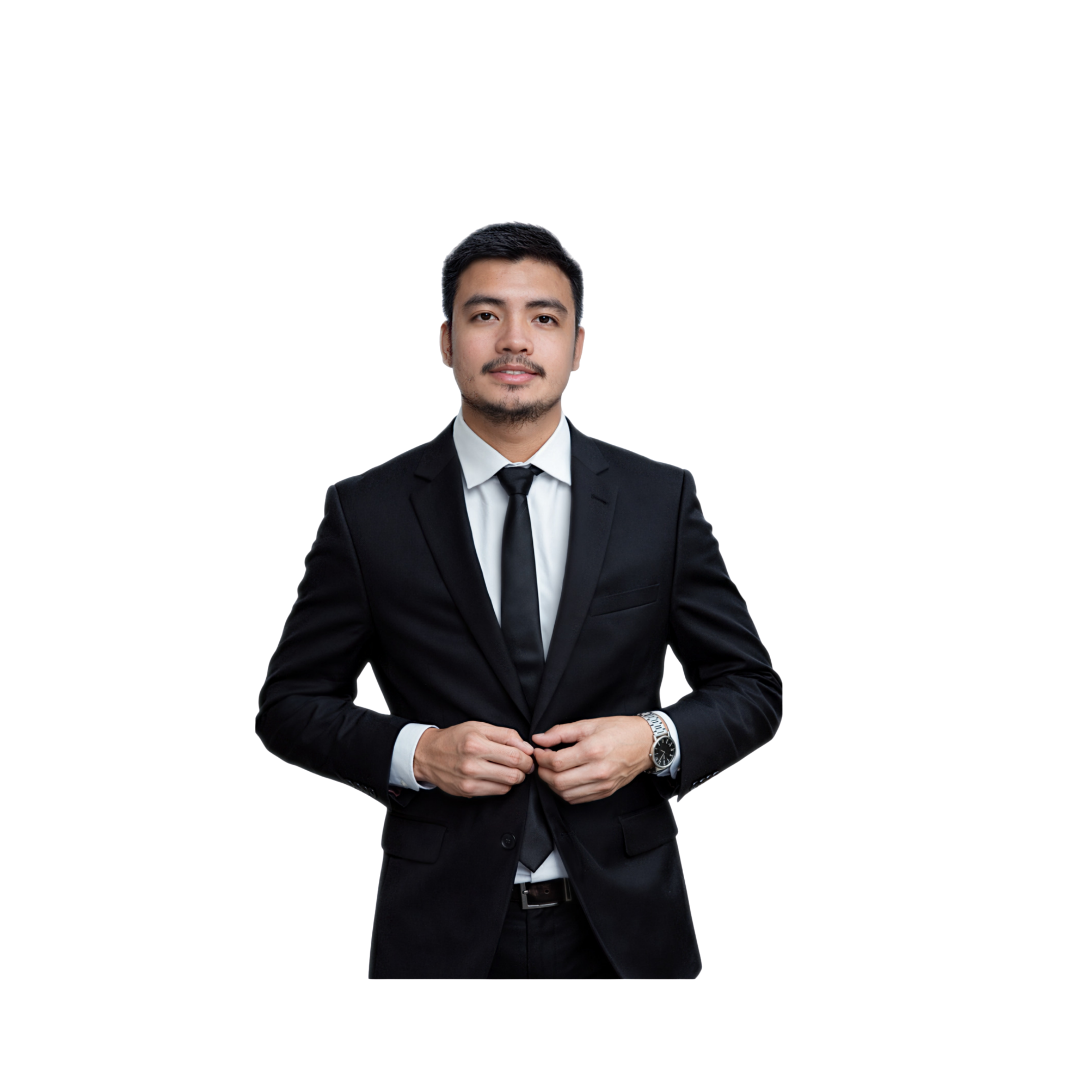 Arlie Tolentino wearing a black suit